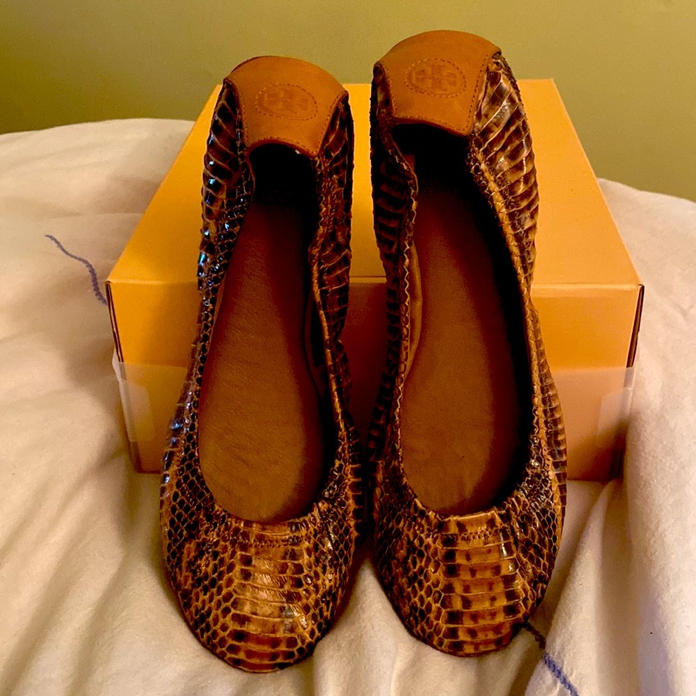 Tory Burch Python Snake Logo Flats - image 2